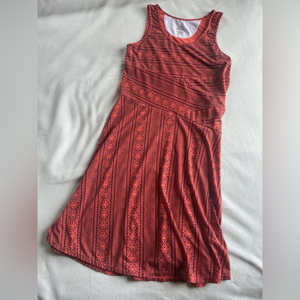 prAna Amelie tribal geometric pattern Tank Dress | coral/raisin S - Picture 2 of 11